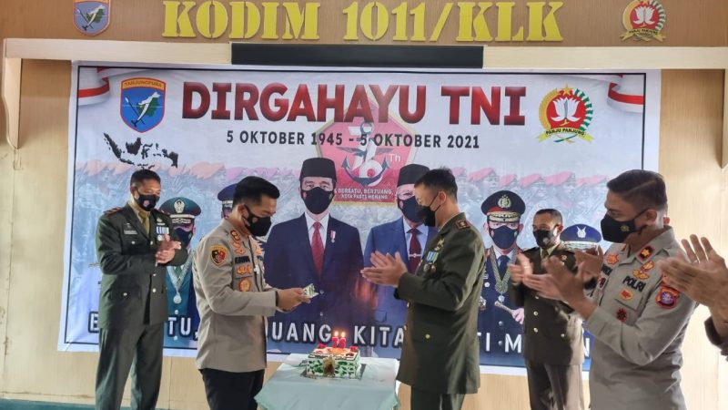 Peringatan HUT TNI KE-76, Kapolres Pulang Pisau Sambangi Dandim Kapuas Pererat Sinergitas