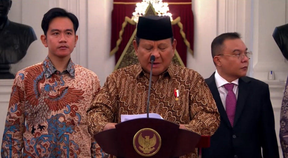 Presiden Prabowo Subianto Umumkan Susunan Kabinet Merah-Putih, di Istana Merdeka Jakarta