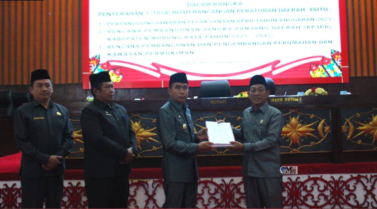 DPRD Murung Raya Terima Tiga Dokumen Raperda5 Agustus 2024